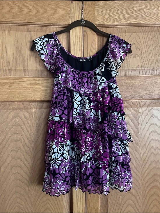 Apt. 9 Tops - Apt. 9 Purple Floral Ruffle Tiered Blouse